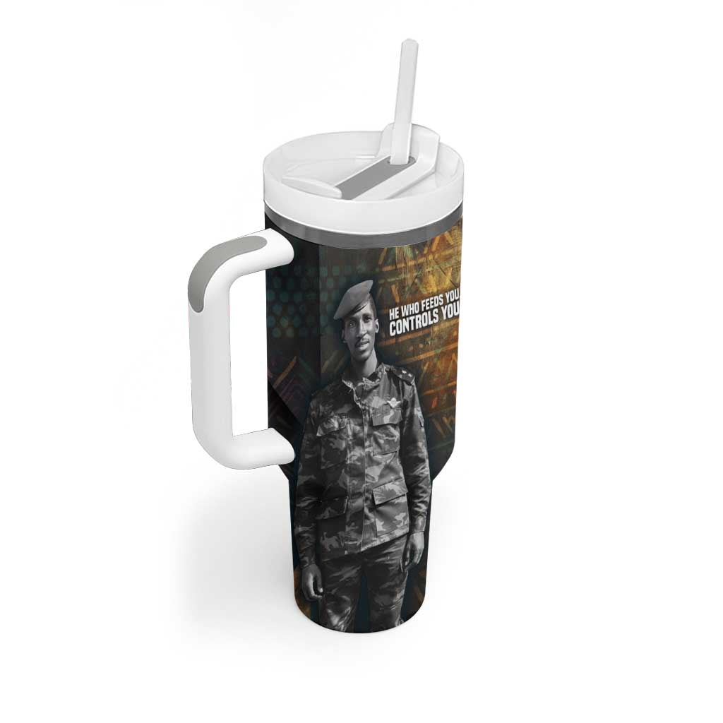 Thomas Sankara Tumbler With Handle Burkina Faso Africa Self-Reliance Message and Military Portrait - African Pride