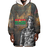 Thomas Sankara Wearable Blanket Hoodie Burkina Faso Africa Self-Reliance Message and Military Portrait - African Pride