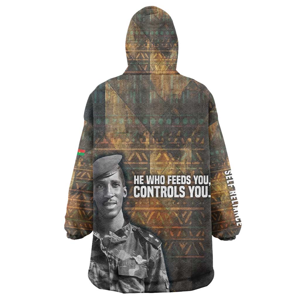 Thomas Sankara Wearable Blanket Hoodie Burkina Faso Africa Self-Reliance Message and Military Portrait - African Pride