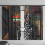 Thomas Sankara Window Curtain Burkina Faso Africa Self-Reliance Message and Military Portrait - African Pride