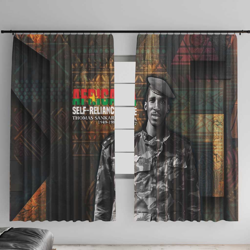 Thomas Sankara Window Curtain Burkina Faso Africa Self-Reliance Message and Military Portrait - African Pride