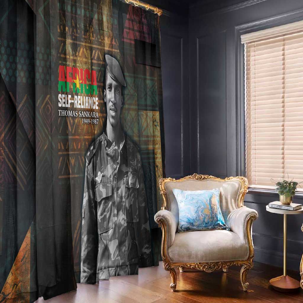 Thomas Sankara Window Curtain Burkina Faso Africa Self-Reliance Message and Military Portrait - African Pride