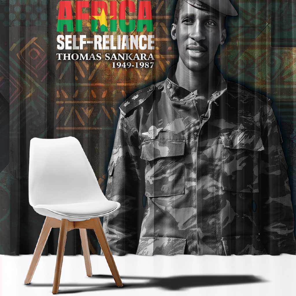 Thomas Sankara Window Curtain Burkina Faso Africa Self-Reliance Message and Military Portrait - African Pride