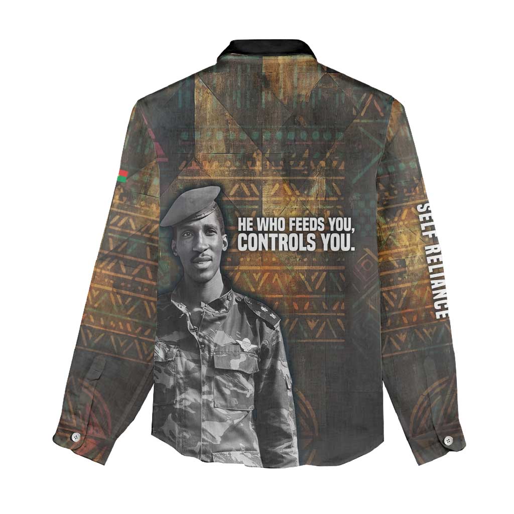 Thomas Sankara Women Casual Shirt Burkina Faso Africa Self-Reliance Message and Military Portrait - African Pride