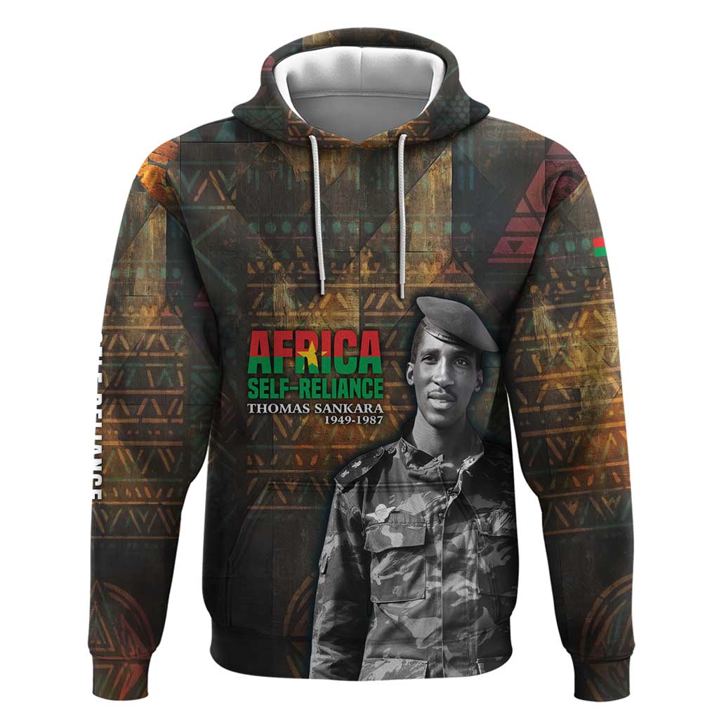 Thomas Sankara Zip Hoodie Burkina Faso Africa Self-Reliance Message and Military Portrait - African Pride