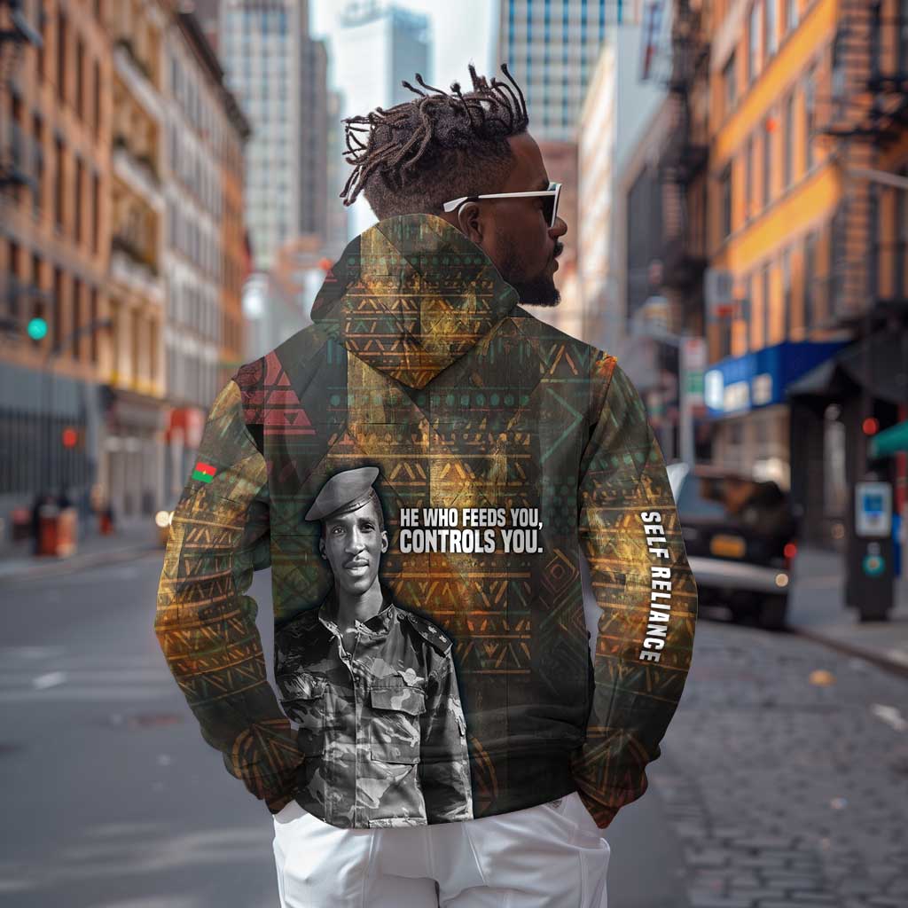 Thomas Sankara Zip Hoodie Burkina Faso Africa Self-Reliance Message and Military Portrait - African Pride