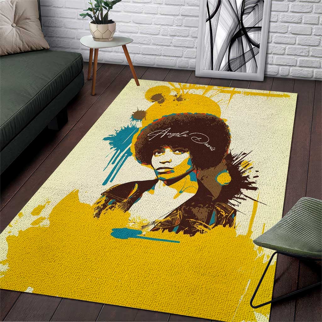 Angela Davis Area Rug Bold Pop Art Style Freedom Is a Constant Struggle Quote Civil Rights Activist - African Pride