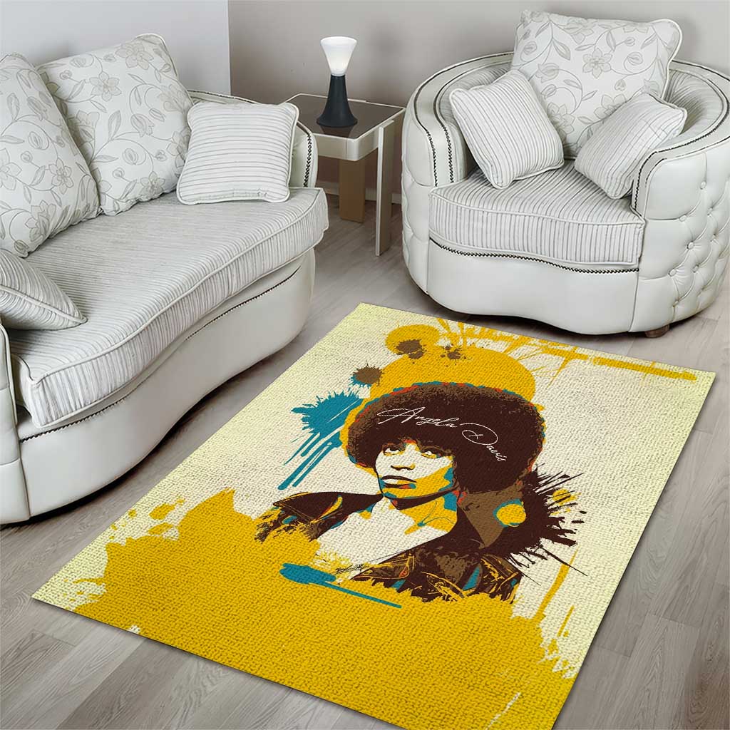 Angela Davis Area Rug Bold Pop Art Style Freedom Is a Constant Struggle Quote Civil Rights Activist - African Pride