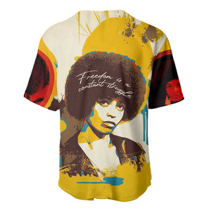 Angela Davis Baseball Jersey Bold Pop Art Style Freedom Is a Constant Struggle Quote Civil Rights Activist TS04