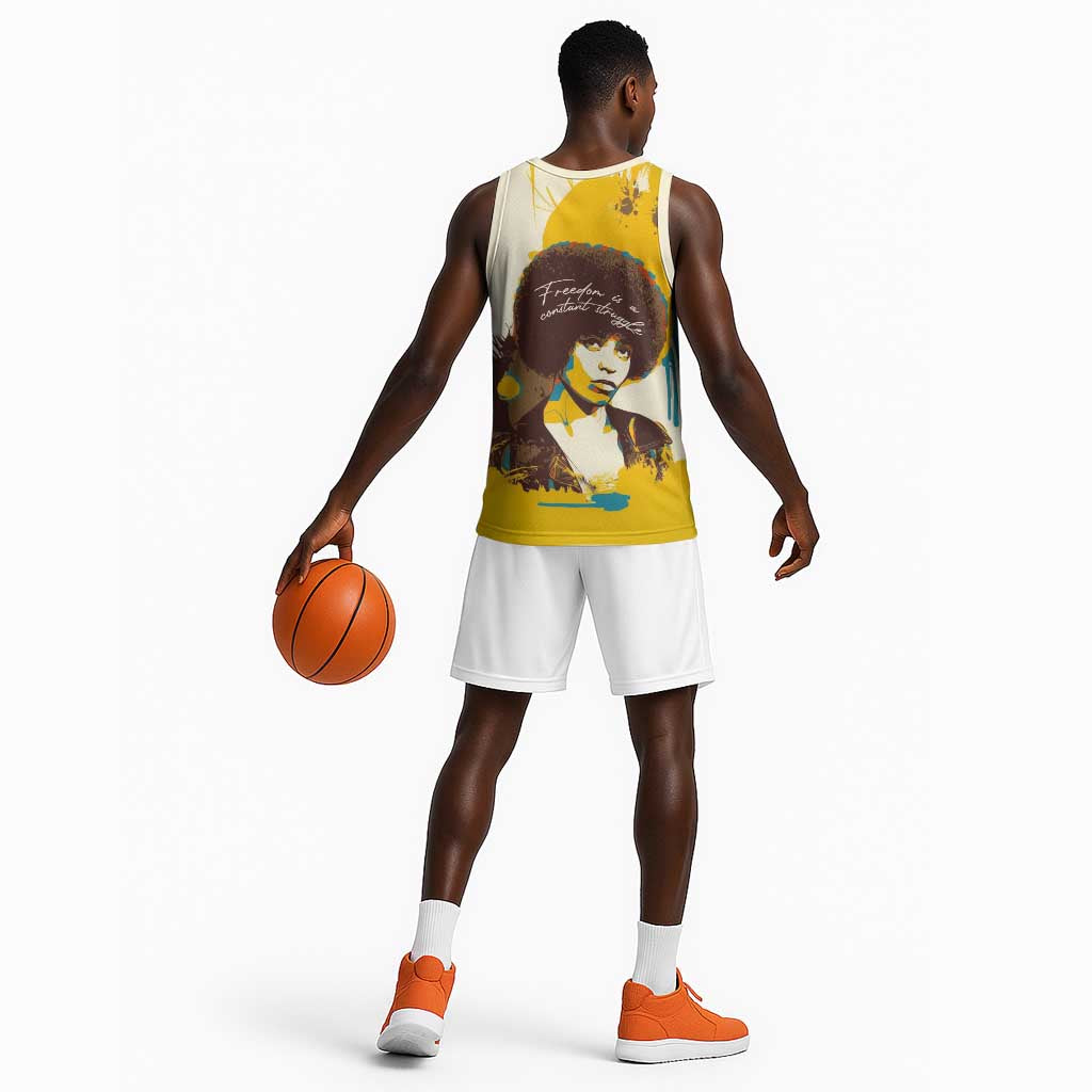 Angela Davis Basketball Jersey Bold Pop Art Style Freedom Is a Constant Struggle Quote Civil Rights Activist - African Pride