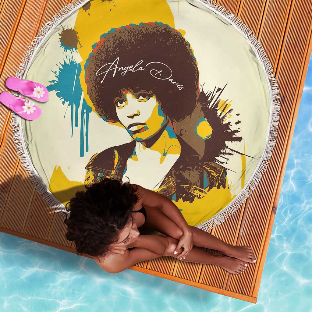 Angela Davis Beach Blanket Bold Pop Art Style Freedom Is a Constant Struggle Quote Civil Rights Activist - African Pride