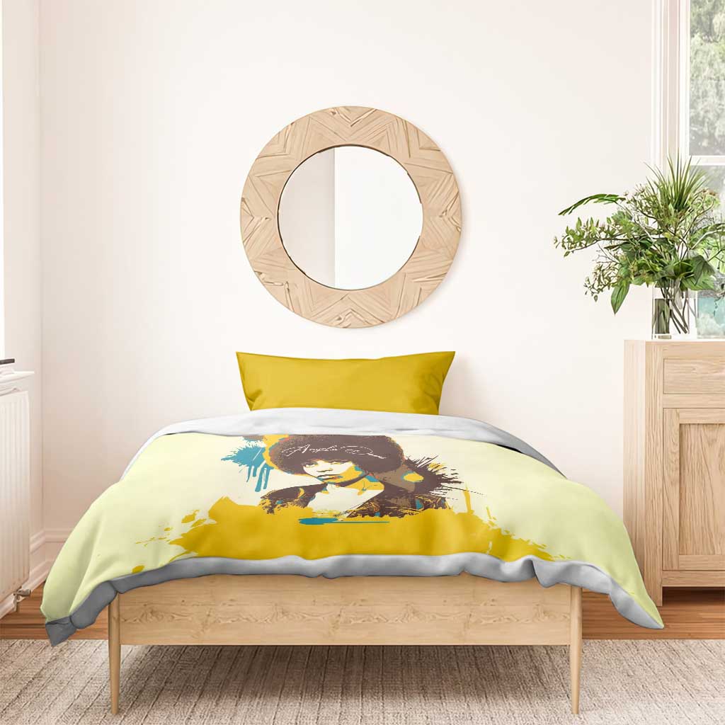 Angela Davis Bedding Set Bold Pop Art Style Freedom Is a Constant Struggle Quote Civil Rights Activist - African Pride