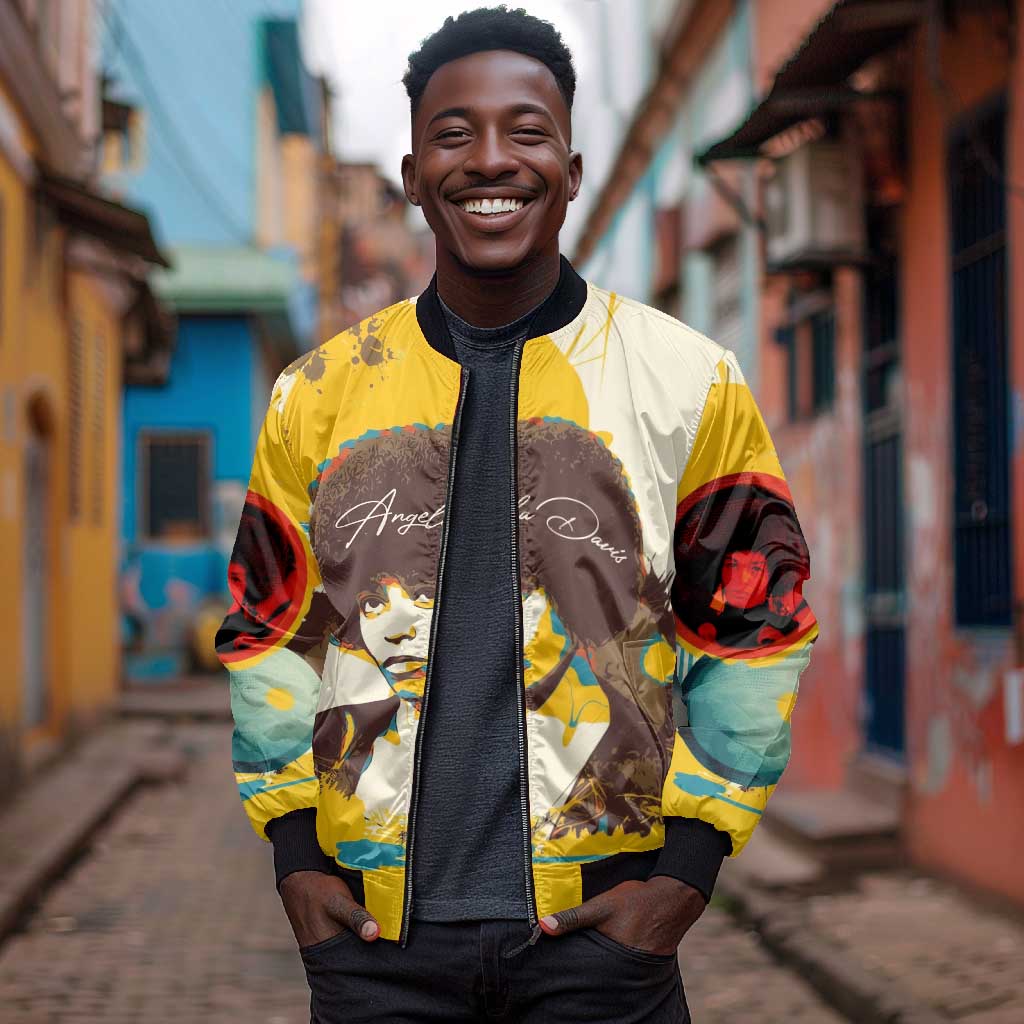 Angela Davis Bomber Jacket Bold Pop Art Style Freedom Is a Constant Struggle Quote Civil Rights Activist - African Pride