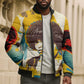 Angela Davis Bomber Puffer Jacket Bold Pop Art Style Freedom Is a Constant Struggle Quote Civil Rights Activist - African Pride
