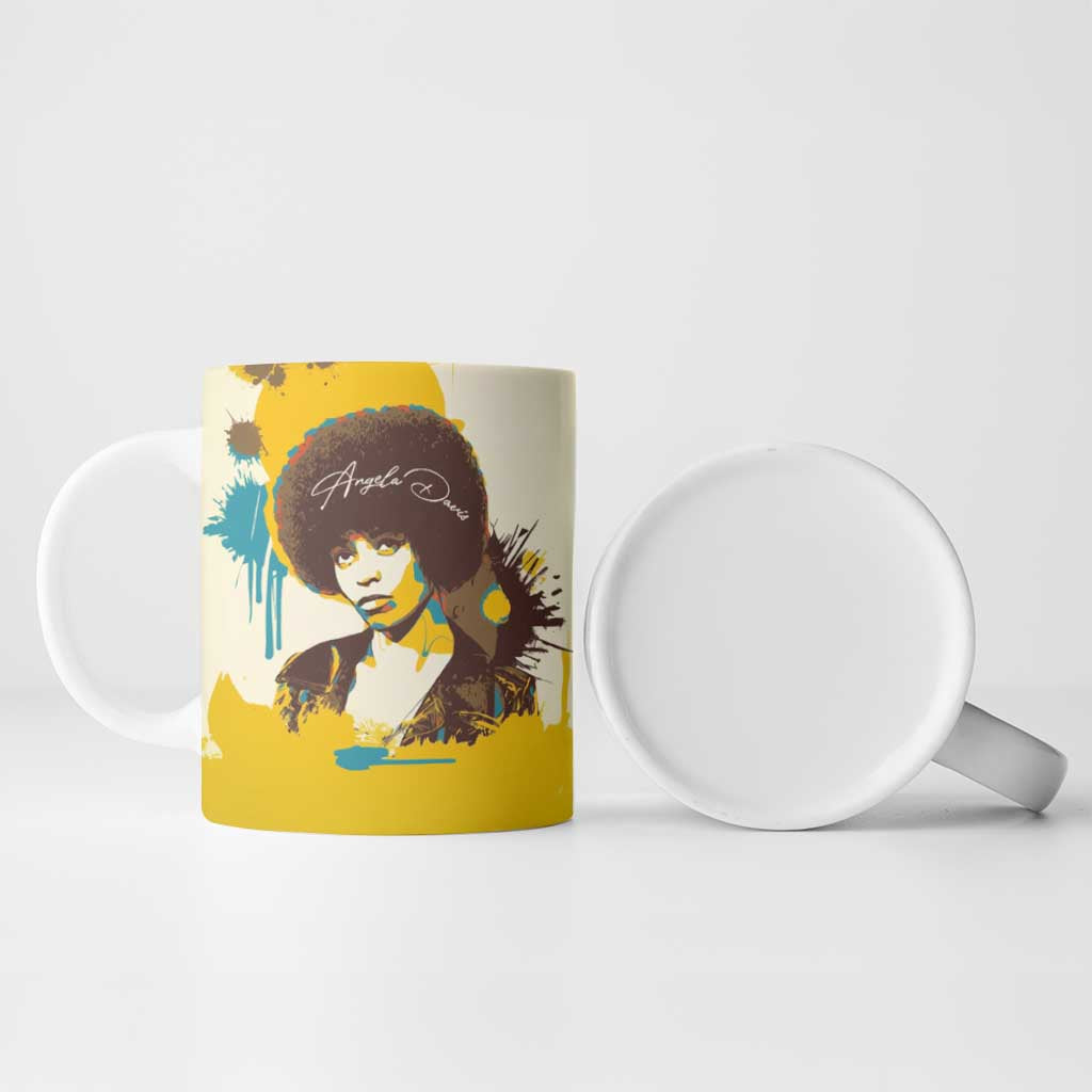 Angela Davis Ceramic Mug Bold Pop Art Style Freedom Is a Constant Struggle Quote Civil Rights Activist - African Pride