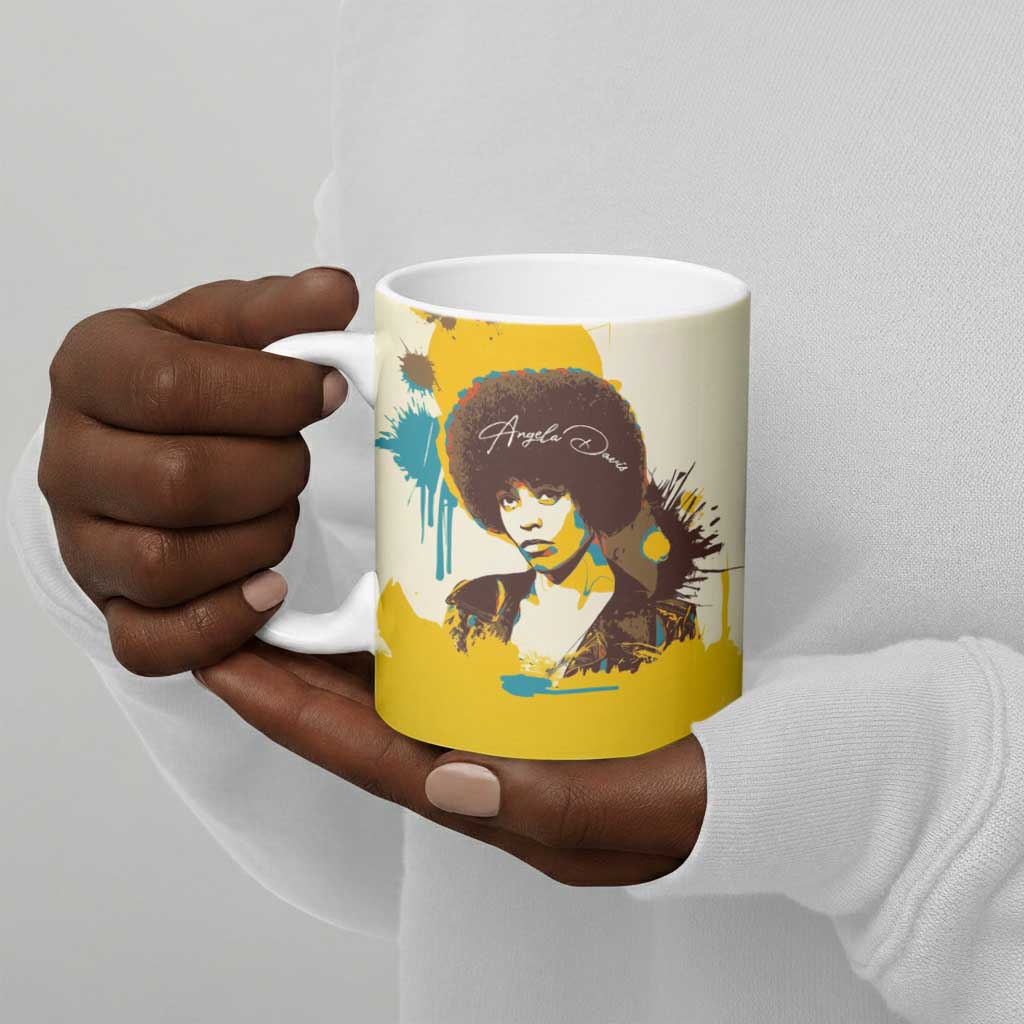 Angela Davis Ceramic Mug Bold Pop Art Style Freedom Is a Constant Struggle Quote Civil Rights Activist - African Pride