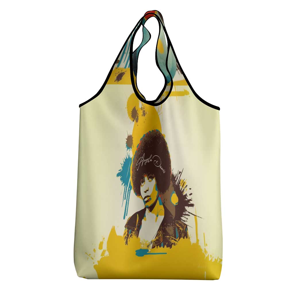 Angela Davis Grocery Bag Bold Pop Art Style Freedom Is a Constant Struggle Quote Civil Rights Activist - African Pride