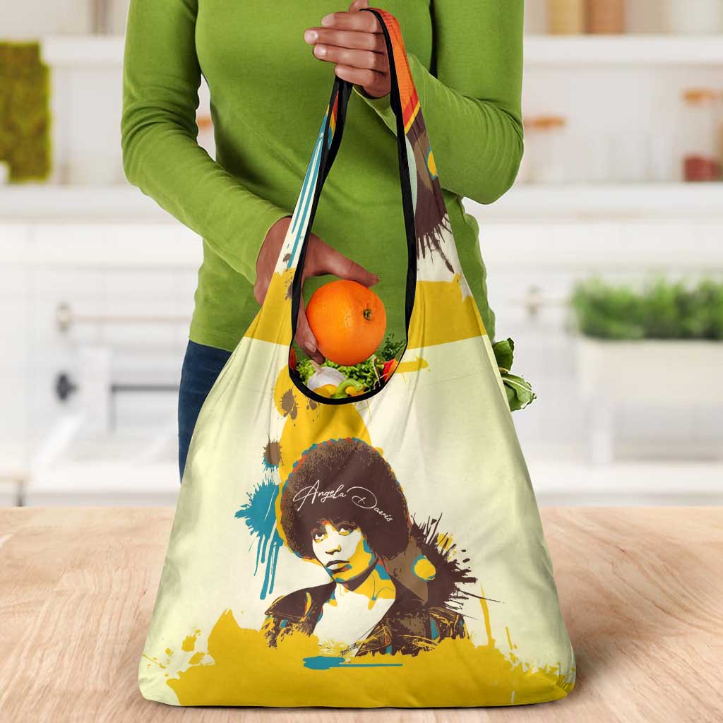 Angela Davis Grocery Bag Bold Pop Art Style Freedom Is a Constant Struggle Quote Civil Rights Activist - African Pride