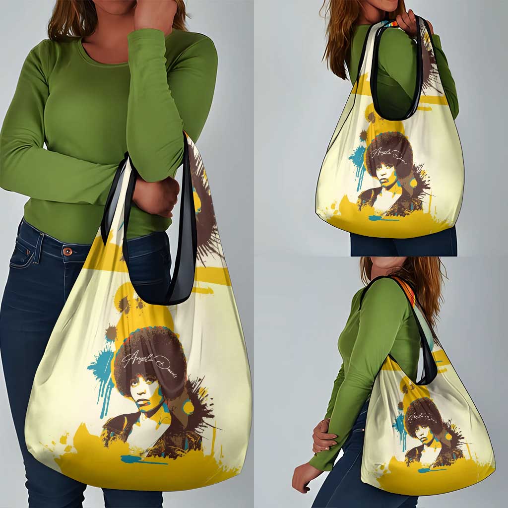 Angela Davis Grocery Bag Bold Pop Art Style Freedom Is a Constant Struggle Quote Civil Rights Activist - African Pride