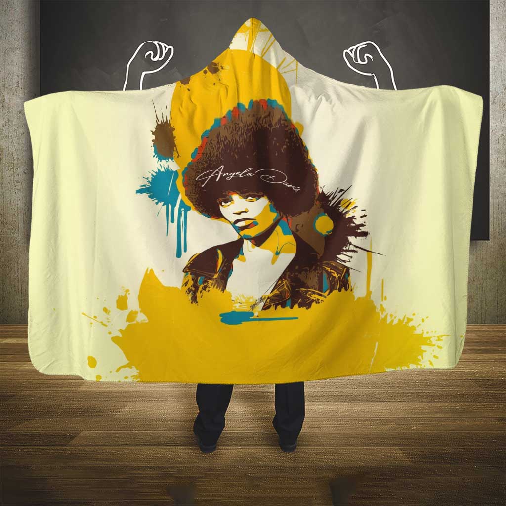 Angela Davis Hooded Blanket Bold Pop Art Style Freedom Is a Constant Struggle Quote Civil Rights Activist - African Pride