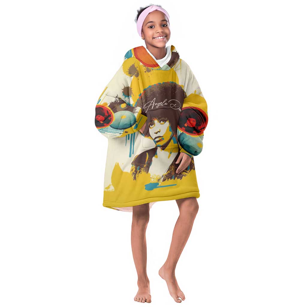Angela Davis Kid Wearable Blanket Hoodie Bold Pop Art Style Freedom Is a Constant Struggle Quote Civil Rights Activist - African Pride