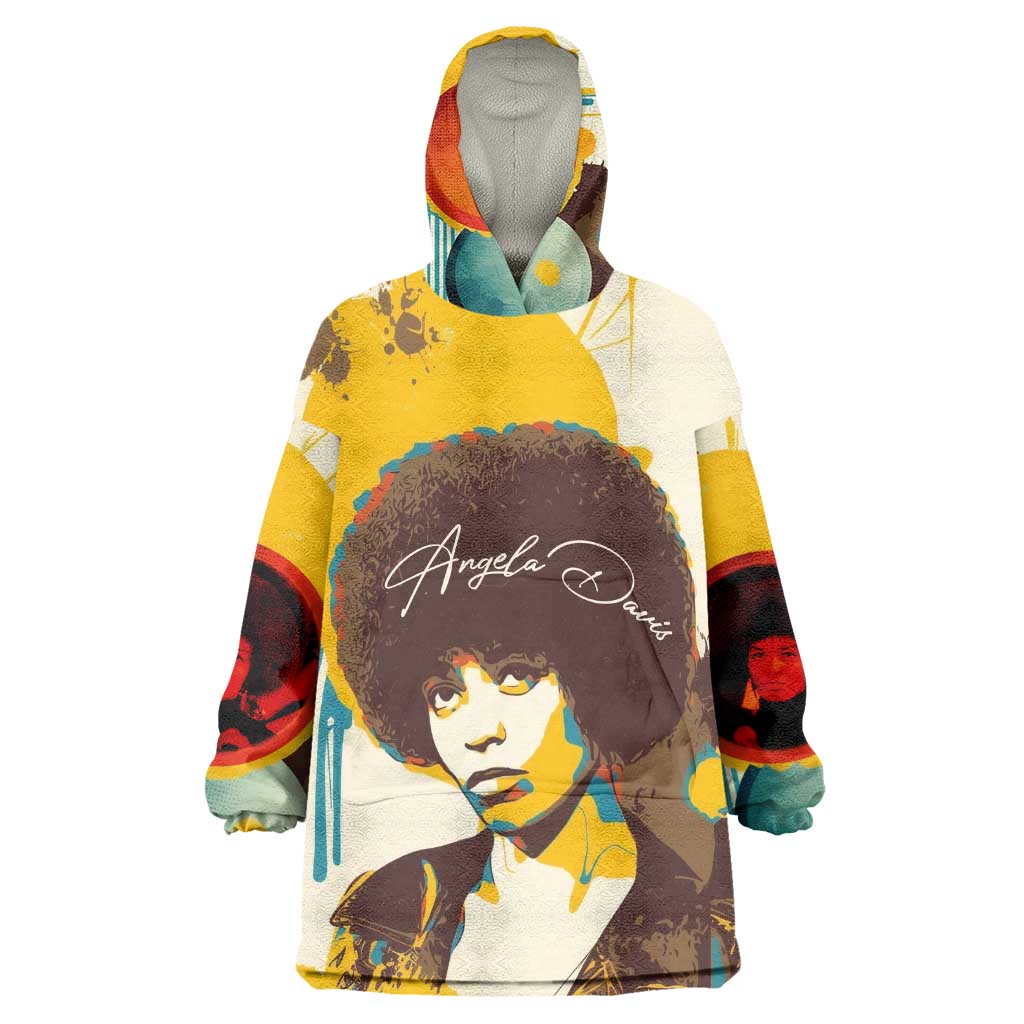 Angela Davis Kid Wearable Blanket Hoodie Bold Pop Art Style Freedom Is a Constant Struggle Quote Civil Rights Activist - African Pride