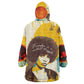 Angela Davis Kid Wearable Blanket Hoodie Bold Pop Art Style Freedom Is a Constant Struggle Quote Civil Rights Activist - African Pride