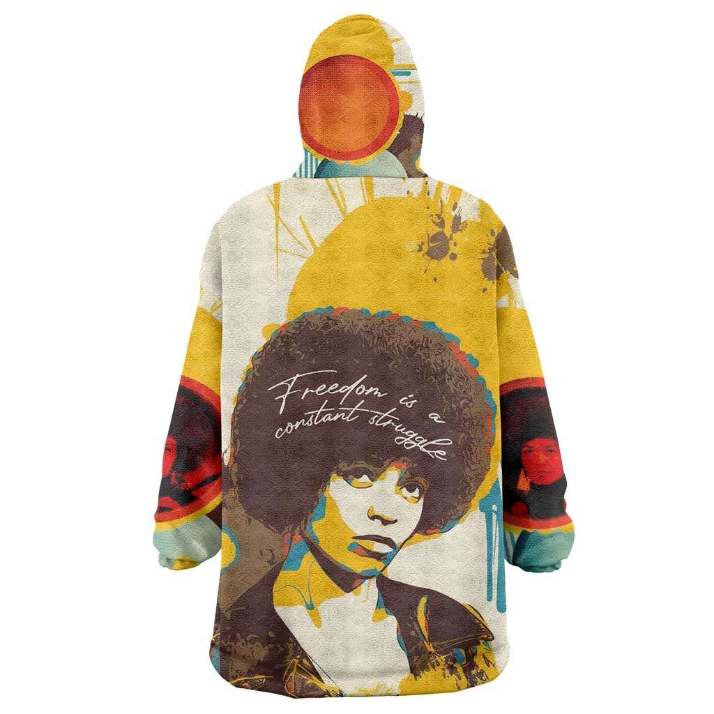 Angela Davis Kid Wearable Blanket Hoodie Bold Pop Art Style Freedom Is a Constant Struggle Quote Civil Rights Activist - African Pride
