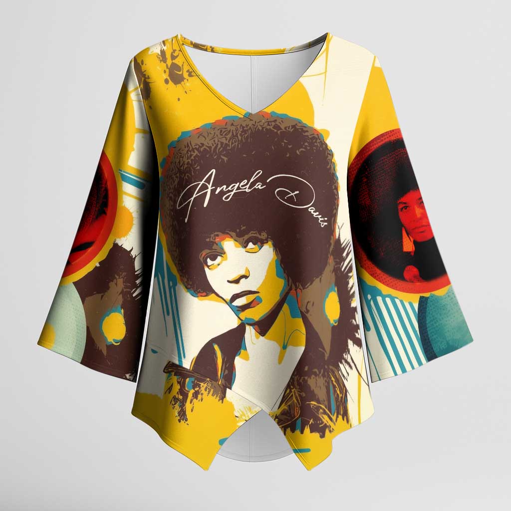 Angela Davis Kimono Sleeve Blouse Bold Pop Art Style Freedom Is a Constant Struggle Quote Civil Rights Activist - African Pride
