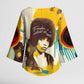 Angela Davis Kimono Sleeve Blouse Bold Pop Art Style Freedom Is a Constant Struggle Quote Civil Rights Activist - African Pride