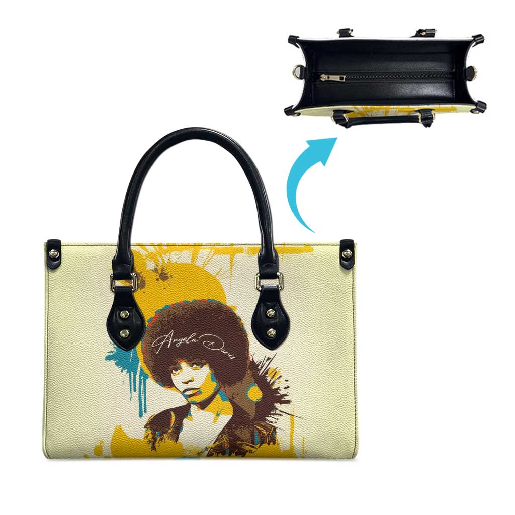 Angela Davis Leather Bag Bold Pop Art Style Freedom Is a Constant Struggle Quote Civil Rights Activist - African Pride