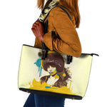 Angela Davis Leather Tote Bag Bold Pop Art Style Freedom Is a Constant Struggle Quote Civil Rights Activist - African Pride