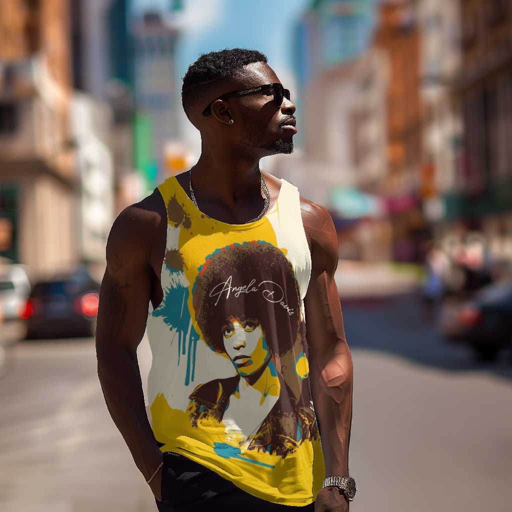 Angela Davis Men Tank Top Bold Pop Art Style Freedom Is a Constant Struggle Quote Civil Rights Activist - African Pride