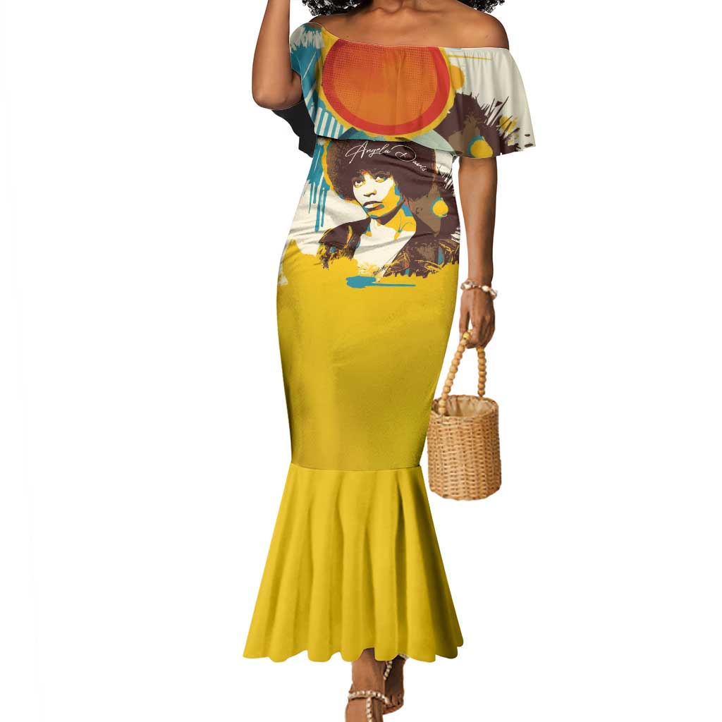 Angela Davis Mermaid Dress Bold Pop Art Style Freedom Is a Constant Struggle Quote Civil Rights Activist - African Pride