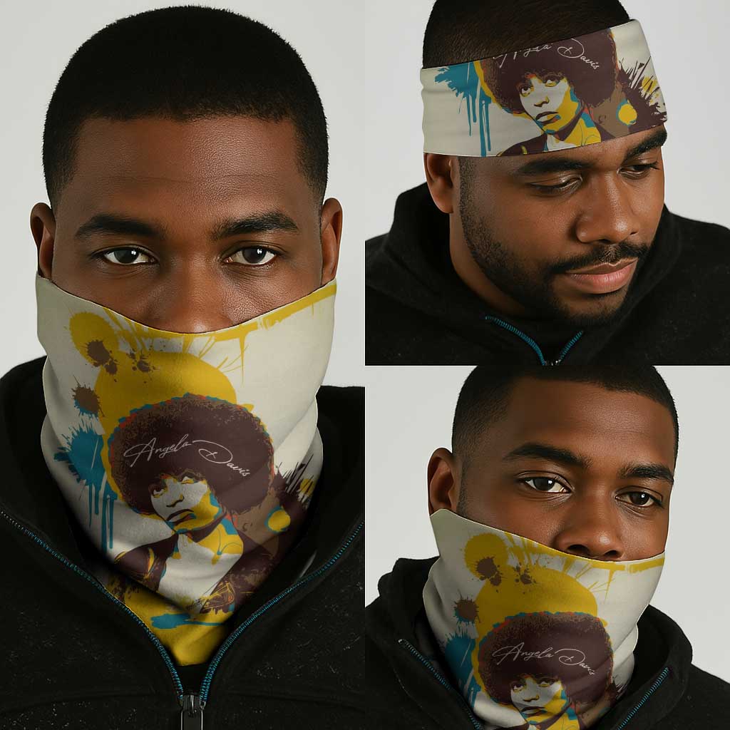 Angela Davis Neck Gaiter Bold Pop Art Style Freedom Is a Constant Struggle Quote Civil Rights Activist - African Pride