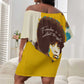 Angela Davis Off Shoulder Short Dress Bold Pop Art Style Freedom Is a Constant Struggle Quote Civil Rights Activist - African Pride