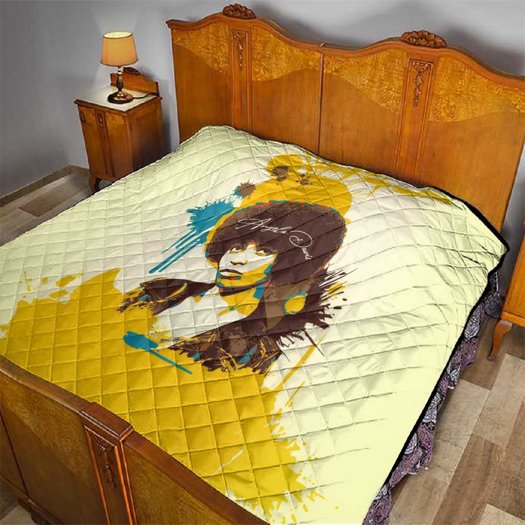Angela Davis Quilt Bold Pop Art Style Freedom Is a Constant Struggle Quote Civil Rights Activist - African Pride