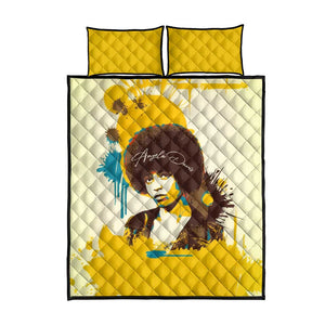 Angela Davis Quilt Bed Set Bold Pop Art Style Freedom Is a Constant Struggle Quote Civil Rights Activist - African Pride
