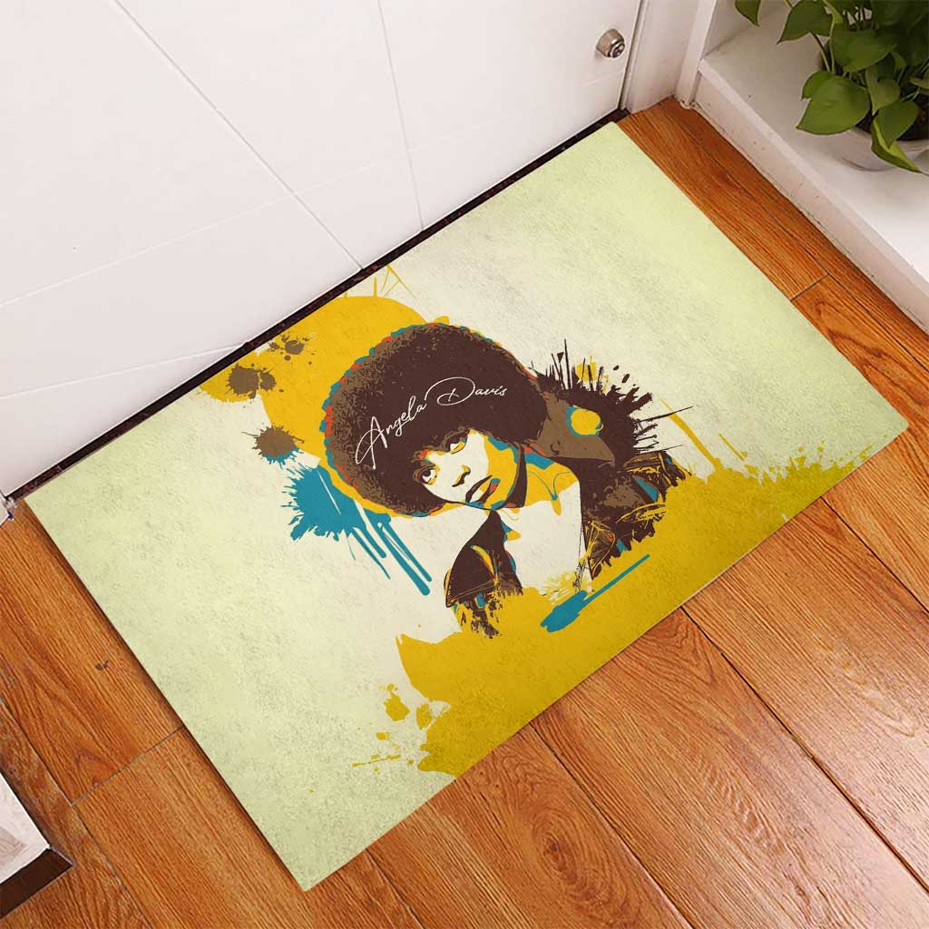 Angela Davis Rubber Doormat Bold Pop Art Style Freedom Is a Constant Struggle Quote Civil Rights Activist - African Pride