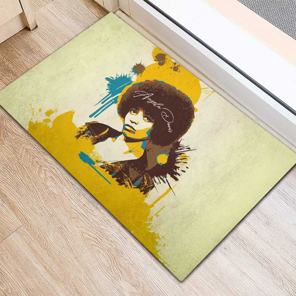 Angela Davis Rubber Doormat Bold Pop Art Style Freedom Is a Constant Struggle Quote Civil Rights Activist - African Pride