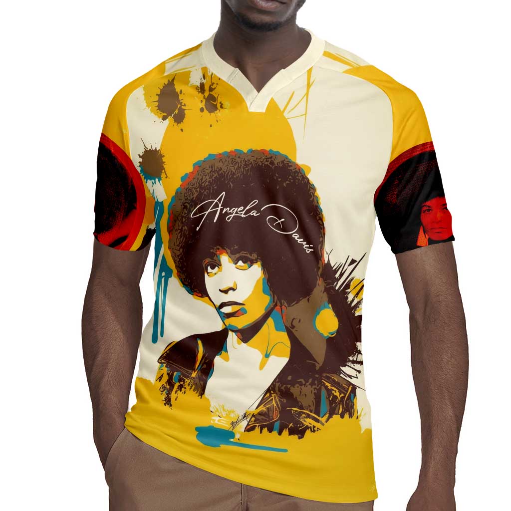 Angela Davis Rugby Jersey Bold Pop Art Style Freedom Is a Constant Struggle Quote Civil Rights Activist TS04