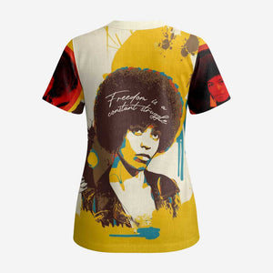 Angela Davis Scrub Top Bold Pop Art Style Freedom Is a Constant Struggle Quote Civil Rights Activist - African Pride