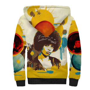 Angela Davis Sherpa Hoodie Bold Pop Art Style Freedom Is a Constant Struggle Quote Civil Rights Activist - African Pride