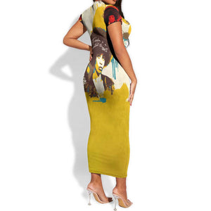 Angela Davis Short Sleeve Bodycon Dress Bold Pop Art Style Freedom Is a Constant Struggle Quote Civil Rights Activist TS04