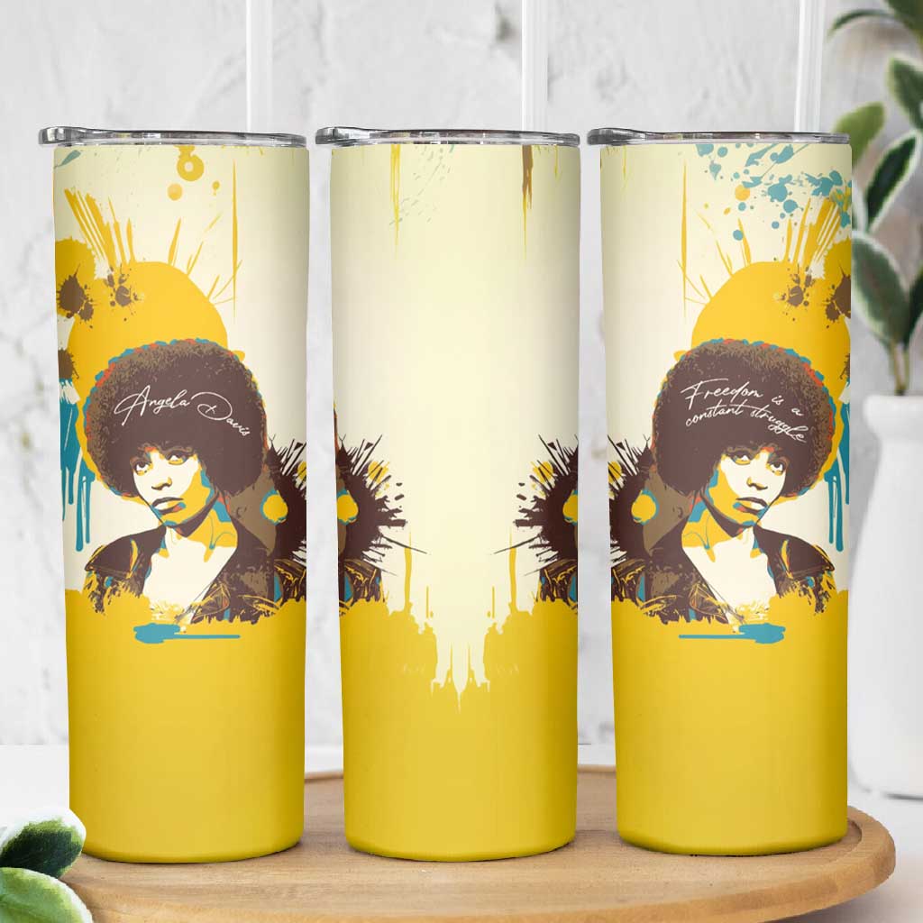 Angela Davis Skinny Tumbler Bold Pop Art Style Freedom Is a Constant Struggle Quote Civil Rights Activist - African Pride