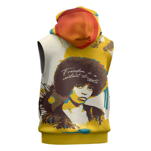 Angela Davis Sleeveless Zip Hoodie Bold Pop Art Style Freedom Is a Constant Struggle Quote Civil Rights Activist - African Pride