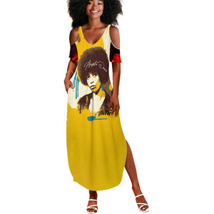 Angela Davis Summer Maxi Dress Bold Pop Art Style Freedom Is a Constant Struggle Quote Civil Rights Activist TS04