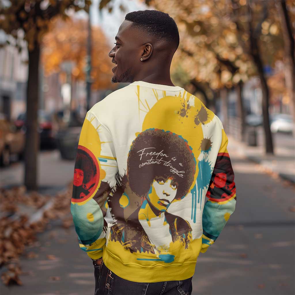 Angela Davis Sweatshirt Bold Pop Art Style Freedom Is a Constant Struggle Quote Civil Rights Activist - African Pride