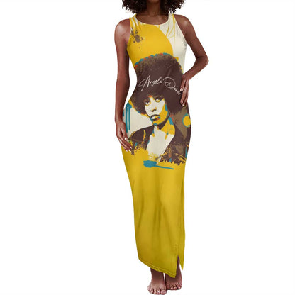 Angela Davis Tank Maxi Dress Bold Pop Art Style Freedom Is a Constant Struggle Quote Civil Rights Activist - African Pride