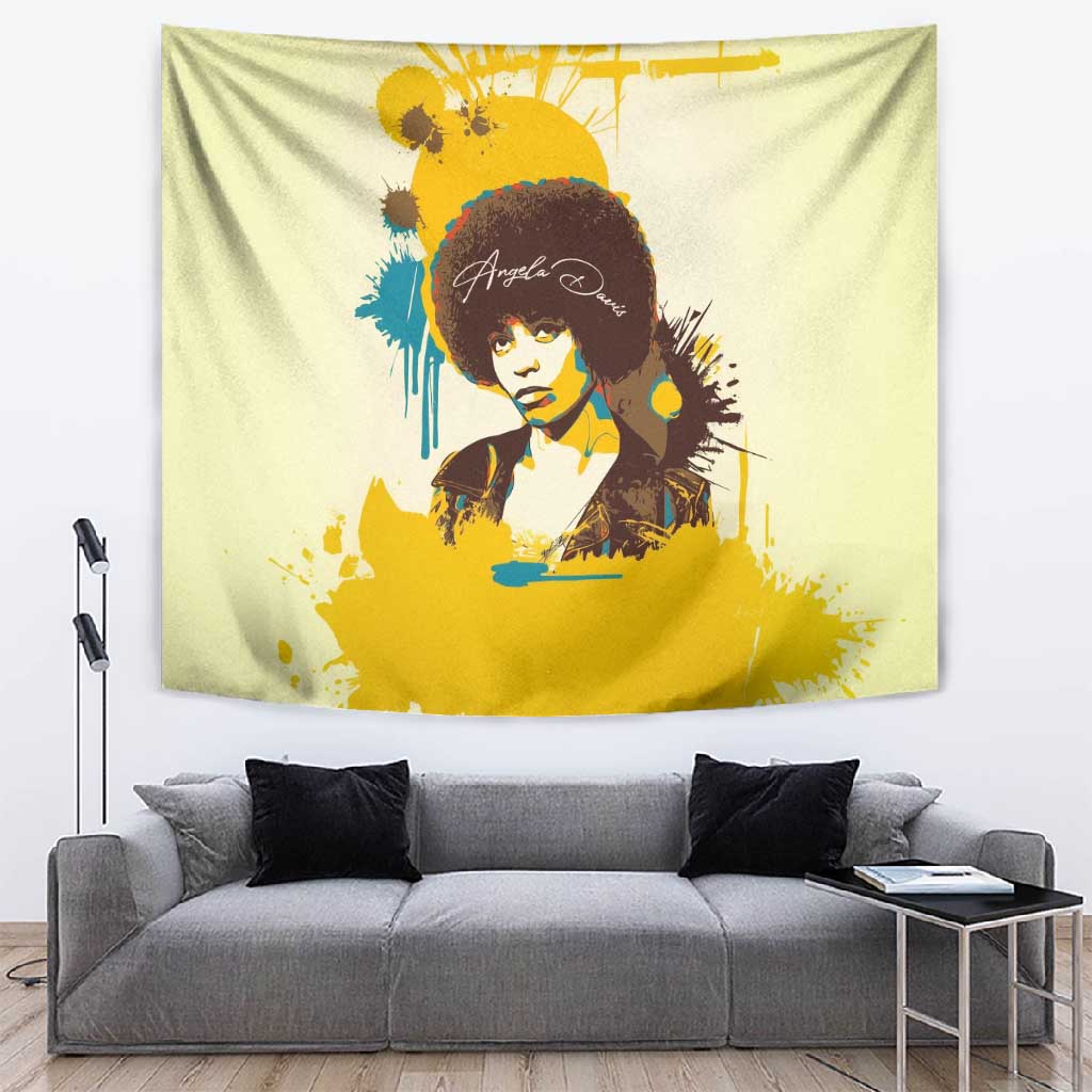 Angela Davis Tapestry Bold Pop Art Style Freedom Is a Constant Struggle Quote Civil Rights Activist - African Pride
